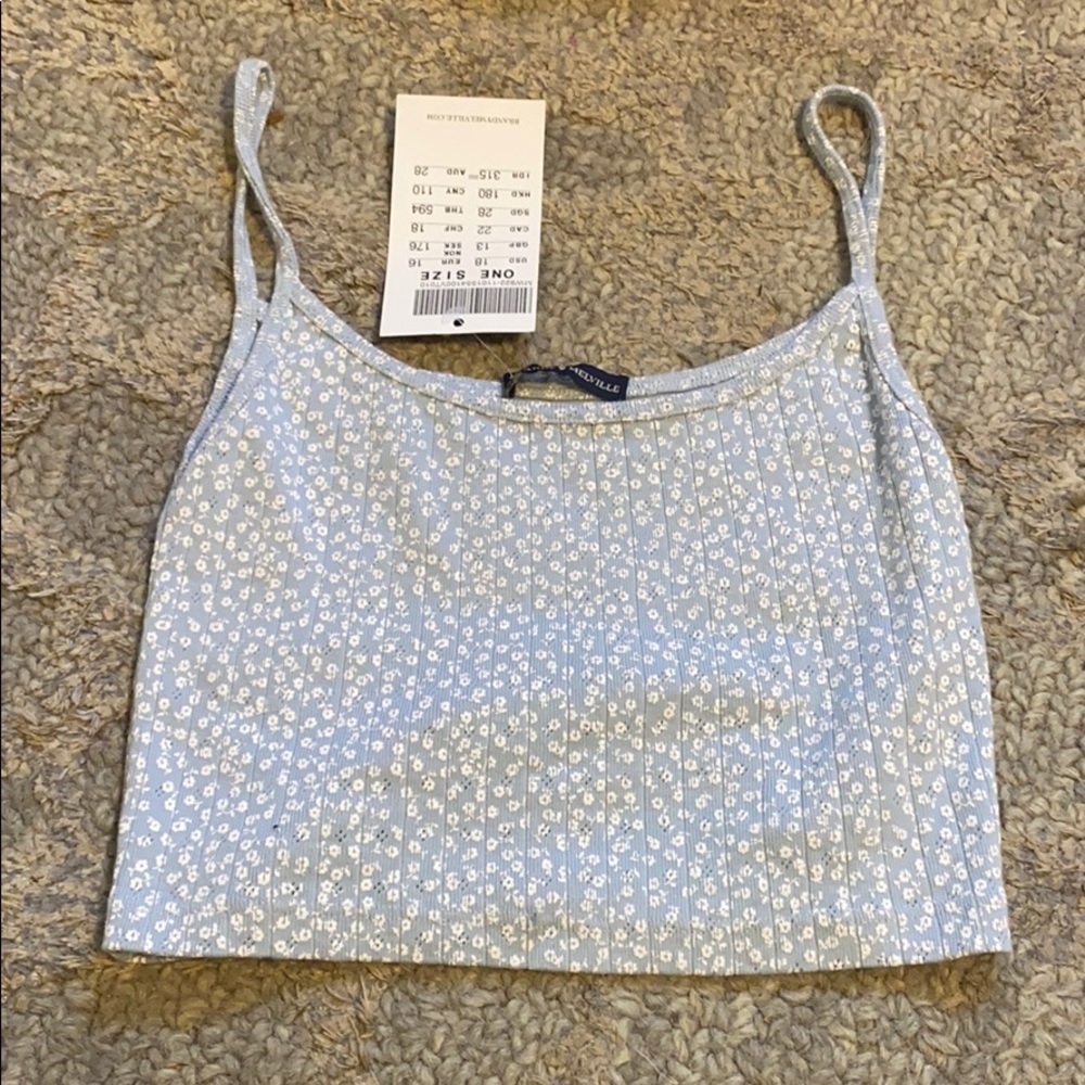 brand new light blue and white brandy tank top